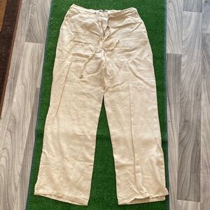 Banana Republic Linen Pants Size 4 Beige High Rise Tie Waist Classic Chic